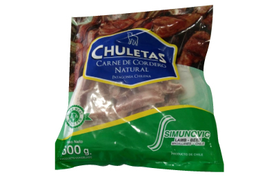 BOLSA DE CHULETA PARRILLERA DE CORDERO 600 GR.