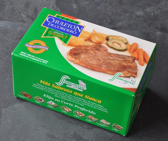 DISPLAY DE CHULETON DE CORDERO 1,2 KG.