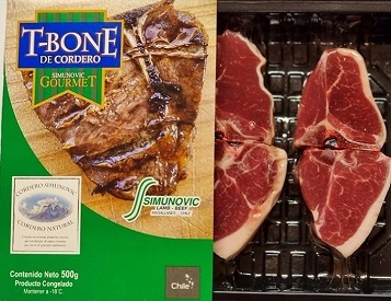 DISPLAY DE T-BONE DE CORDERO 500 GR.